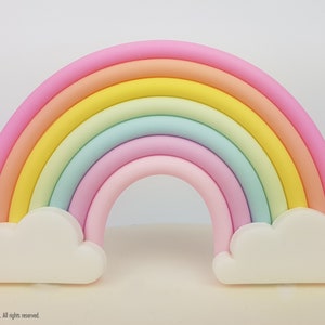 Pastel Rainbow Cake Topper Clouds Unicorn Party   Fondant Decoration 3D Sugar Craft Figurines Birthday