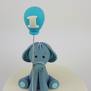 First Birthday Baby Elephant Cake Topper with Balloon Age One Party  Ddecorations Figurine