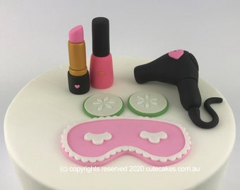 Pamper Party Cake Topper Girls Make-up Night Lady Hen Spa Cake Birthday