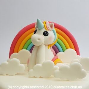 Rainbow Cake Topper Unicorn Cake Topper Unicorn Party Rainbow Party Pastel 3D Birthday Theme Fondant Einhorn Sugar Craft Decorations Large