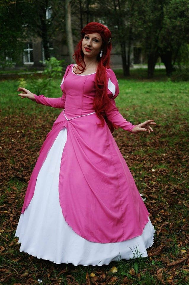 アリエル コスプレ マーメイド コスチューム ピンク ドレス プリンセス