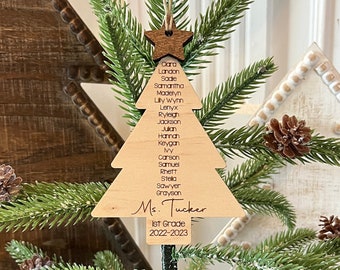 Teacher Ornament, Class List Ornament, Teacher Gift, Teacher Christmas Gift, Personalized Classroom List Gift, Secret Santa Gift