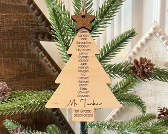 Personalized Teacher Ornament: Engraved Class List Gift