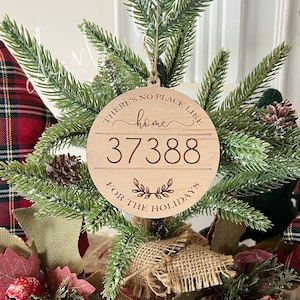 Zip Code Ornament, Personalized Home Ornament, There's No Place Like Home, Home for the Holidays Ornament, City Ornament, Wooden Ornament