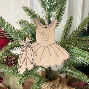 Personalized Ballerina Ornament: Laser Engraved Wooden Dancer Gift Tag