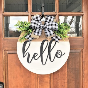 Front Door Decor, Hello Door Hanger, Welcome Door Hanger, Shiplap Sign, Front Door Sign, Welcome Sign, Front Door Wood Sign