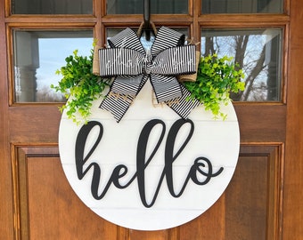 Hello Door Hanger: 18" Shiplap Welcome Sign