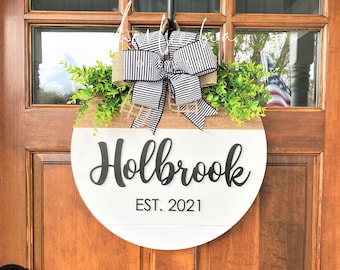 Personalized Wooden Last Name Door Hanger