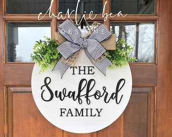 Personalized Wooden Last Name Door Hanger