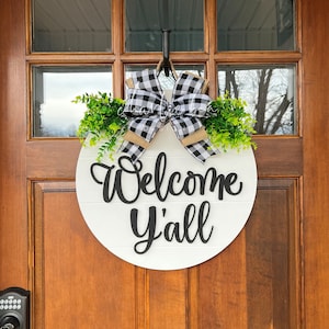 Front Door Welcome Y'all Sign, Front Door Decor, Entry Way Sign, Wooden 3d Sign Welcome Yall Sign