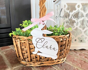 Personalized Easter Basket Tag: Laser Cut Bunny Name Tag