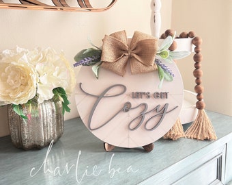 Letrero "Vamos a ponernos cómodos": Decoración de mesa de entrada de estilo rústico