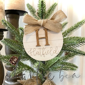 Shiplap Initial Christmas Ornament, Rustic Monogram Christmas Ornament, Last Name Christmas Ornament, Our First Christmas, Secret Santa Gift