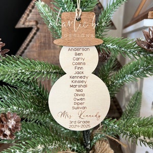 Teacher Ornament, Class List Ornament, Teacher Gift, Teacher Christmas Gift, Personalized Classroom List Gift, Secret Santa Gift