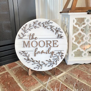 Pictured is the 10.5" Sign in White with Stained Design.
