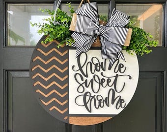Home Sweet Home Door Hanger: Laser Cut Wood Porch Decor