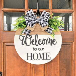 Front Door Decor, Welcome To Our Home, Welcome Door Hanger, Shiplap Sign, Front Door Sign, Welcome Sign, Front Door Wood Sign
