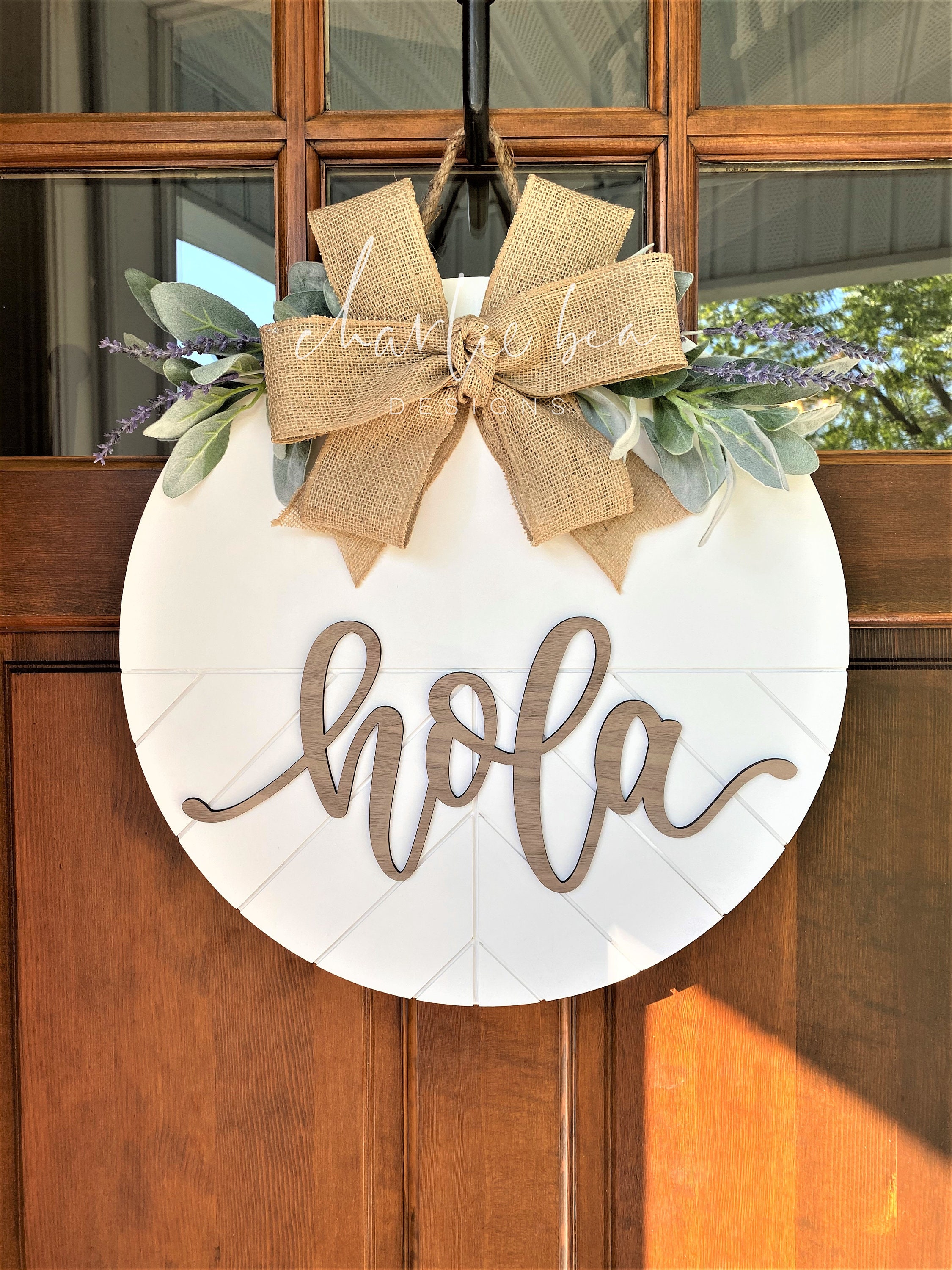 Front Door Decor Door Hanger Front Door Hola Sign Etsy