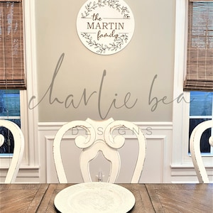 Pictured is the 18" Sign in White with Stain Design.