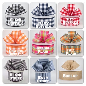 K&ouml;nnte beinhalten: Neun Rollen Band in verschiedenen Farben und Mustern, darunter schwarz-wei&szlig;es Buffalo-Karomuster, marineblaues Buffalo-Karomuster, rotes Buffalo-Karomuster, orangefarbenes Buffalo-Karomuster, Fr&uuml;hlings-Karomuster, Herbst-Karomuster, schwarzer Streifen, marineblauer Streifen und Sackleinen.