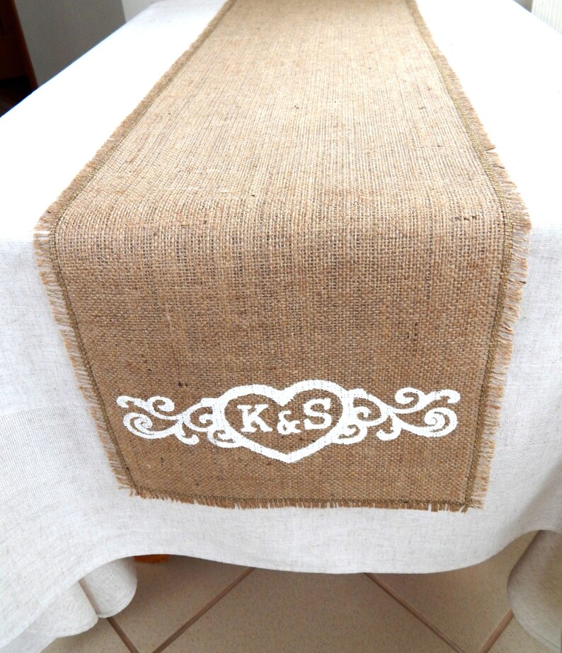 Personalized Burlap Table Runner, Burlap Wedding Runners, Farmhouse