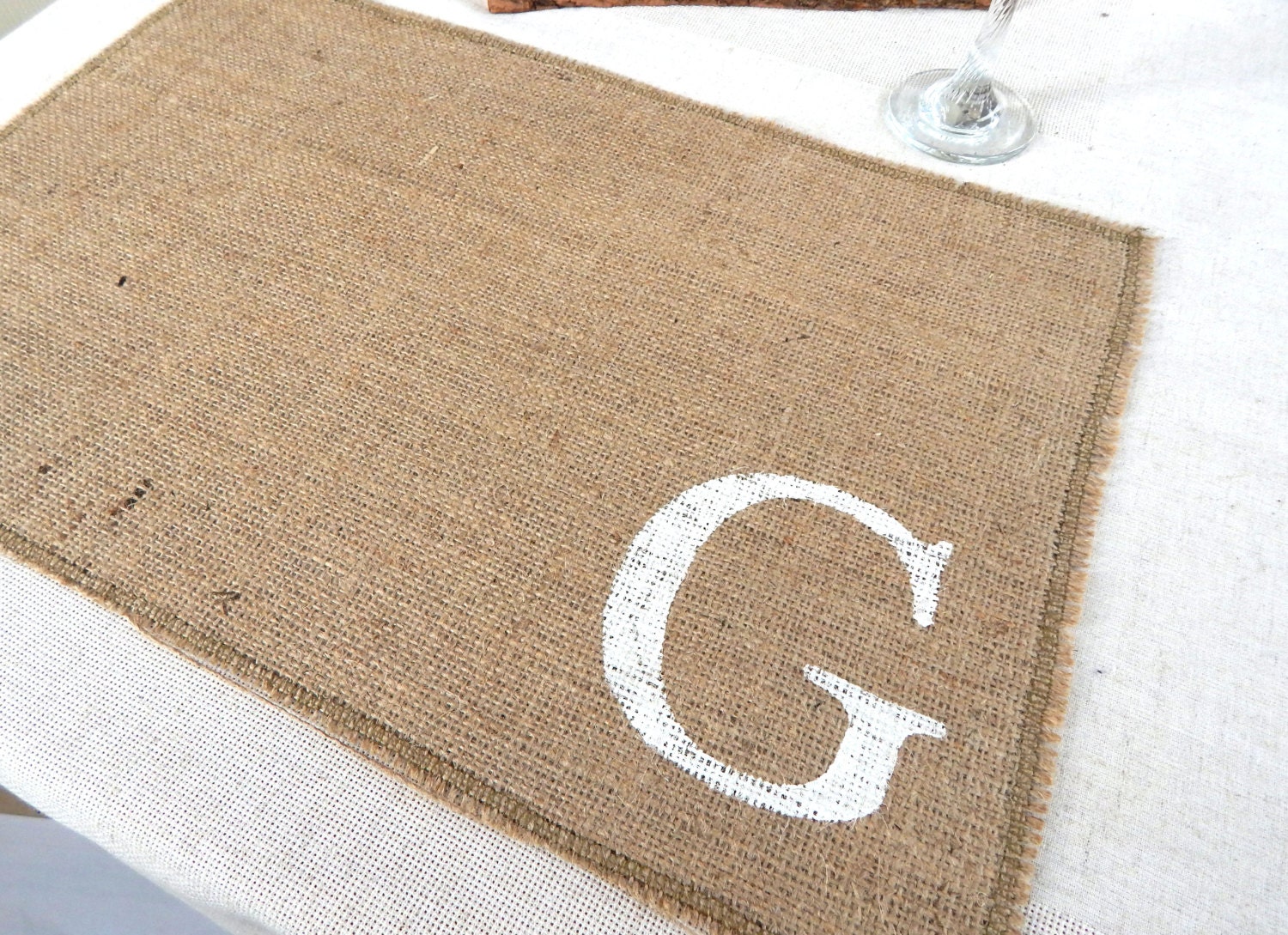 Custom Initial Burlap Placemats Burlap Place Mats Holiday Etsy
