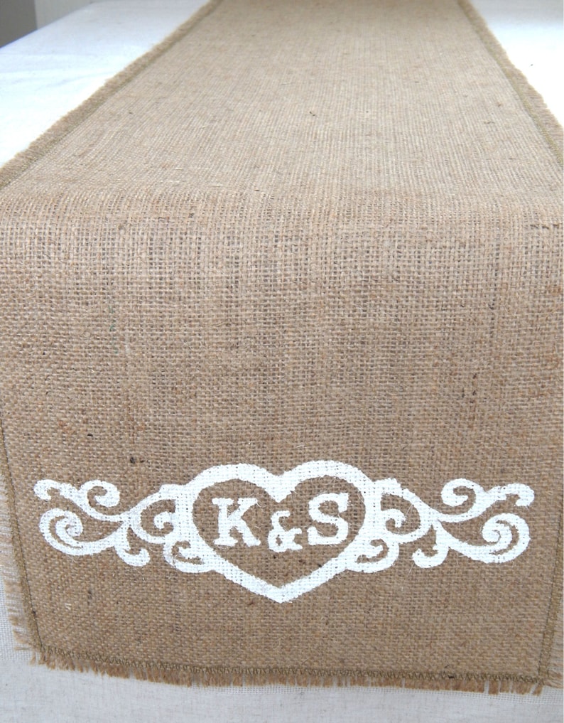 Personalized Burlap Table Runner, Burlap Wedding Runners, Farmhouse