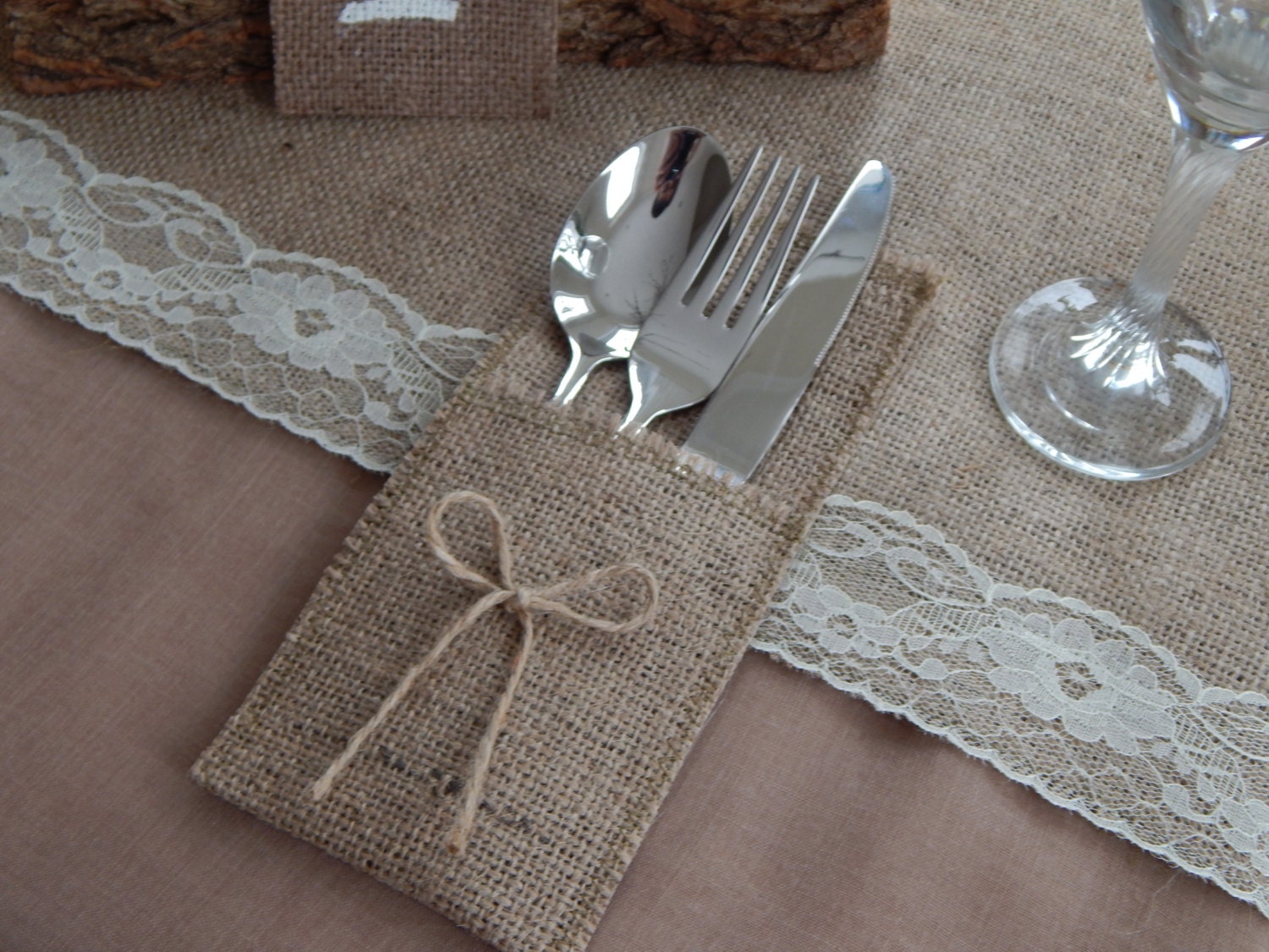 Rustic Burlap Cutlery Holders Rustic Wedding Table Cutlery Etsy