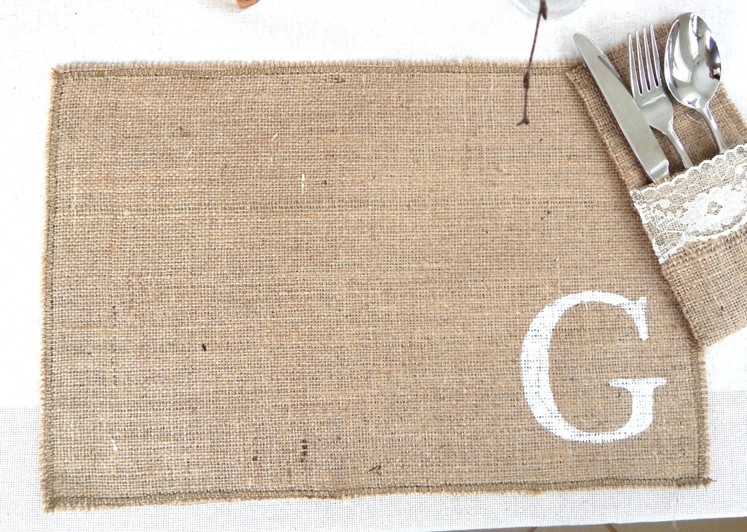 Custom Initial Burlap Placemats Burlap Place Mats Holiday Etsy
