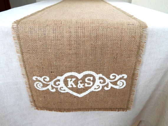 Chemin De Table Toile De Jute Personnalise Mariage Help Etsy