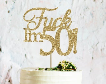 50 cake topper 50th cake topper 50th birthday party decoration 50th birthday topper thirty topper gold cake topper 50 birthday topper