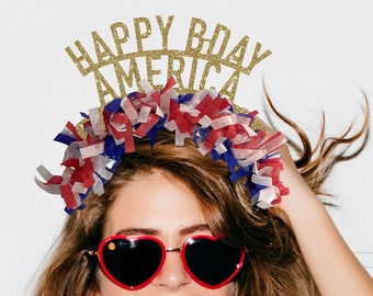 Happy 250th Birthday USA! ?? padded Knotted headband. America 250 Hat 4th of July Hat Headband Crown Happy  main image 2