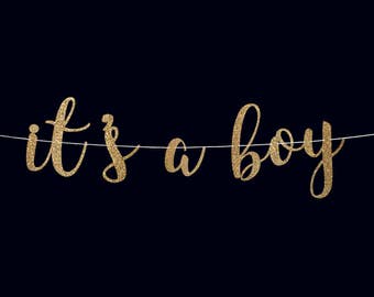 Its a boy banner baby boy banner baby shower boy baby shower decoration gender reveal banner gender reveal decor gold banner its a boy sign