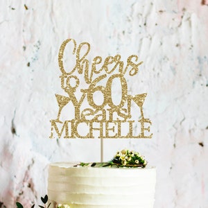60th cake topper 60 cake topper custom name cake topper personalized cake topper birthday cake topper 60th birthday decor gold cake topper