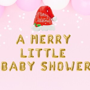 A merry little baby shower balloon banner Christmas baby shower themed decorations merry baby Winter baby shower gender reveal decorations