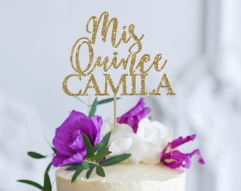 Mis quince cake topper custom cake topper 15th birthday party decoration birthday cake topper 15 cake topper quinceanera cake topper