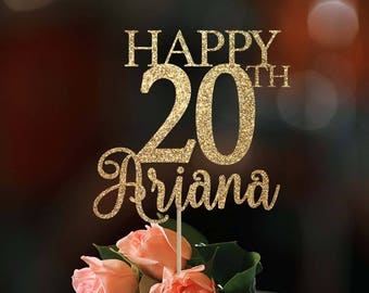 20th birthday cake topper any age cake topper happy 20th topper birthday party decor 20th birthday party 20th cake topper custom cake topper