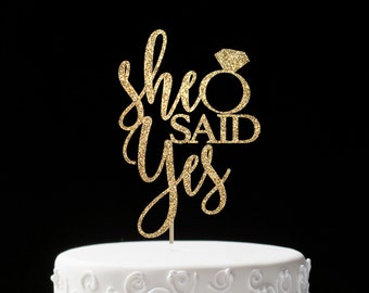 Details about   She Said Yes Cake Topper Wedding Cake Decorations USA Bridal Shower 