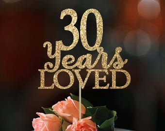 30 años encantó 30 cumpleaños pastel topper 30th cumpleaños decoración  personalizada topper cumpleaños pastel topper 30 cumpleaños decoración de