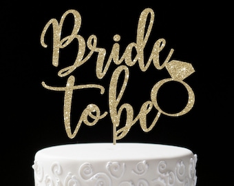 Tortenaufsatz 'She Said Yes' – Glitzernde Cake-Topper Für Verlobung, Hochzeit, Bridal Shower, In Gold, Für 6-10 Zoll Kuchen