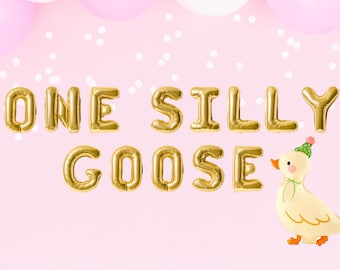 One silly goose birthday balloon banner goose theme first birthday decorations silly goose balloon silly goose themed party spring birthday