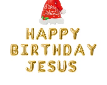 Happy birthday Jesus balloon banner funny christmas decorations friendsmas party decor friendsmas party banner christmas balloon garland
