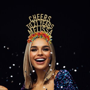 Personalized party headband 21st birthday headband 21st birthday party crown 21st birthday decorations 21 birthday decor cheers to 21 years