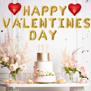 Happy Valentines Day balloon banner Valentines day decor Valentine gift for her Valentine balloons Valentines Day sign Valentine surprise