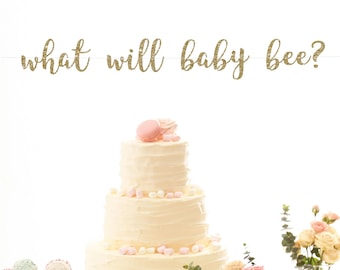 What will baby bee banner gender reveal decorations baby shower banner gender reveal banner what will it bee bumble bee baby shower decor