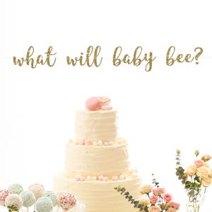 What will baby bee banner gender reveal decorations baby shower banner gender reveal banner what will it bee bumble bee baby shower decor