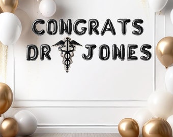 Personalized doctor graduation decorations congrats doctor balloon banner doctor graduation balloons congrats dr personalized banner