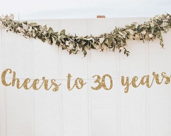 Cheers to 30 years banner 30th birthday banner 30 banner 30th birthday decor 30 decorations 30th birthday backdrop 30th birthday sign