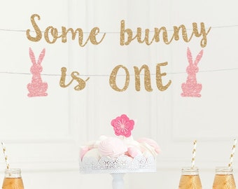 Bunny theme first birthday banner bunny 1st birthday banner bunny birthday banner bunny birthday decorations some bunny is one party decor