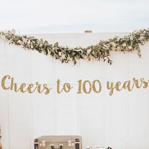 Cheers to 100 years banner 100th birthday banner 100 banner 100th birthday decor 100 decorations 100th birthday backdrop 100th birthday sign